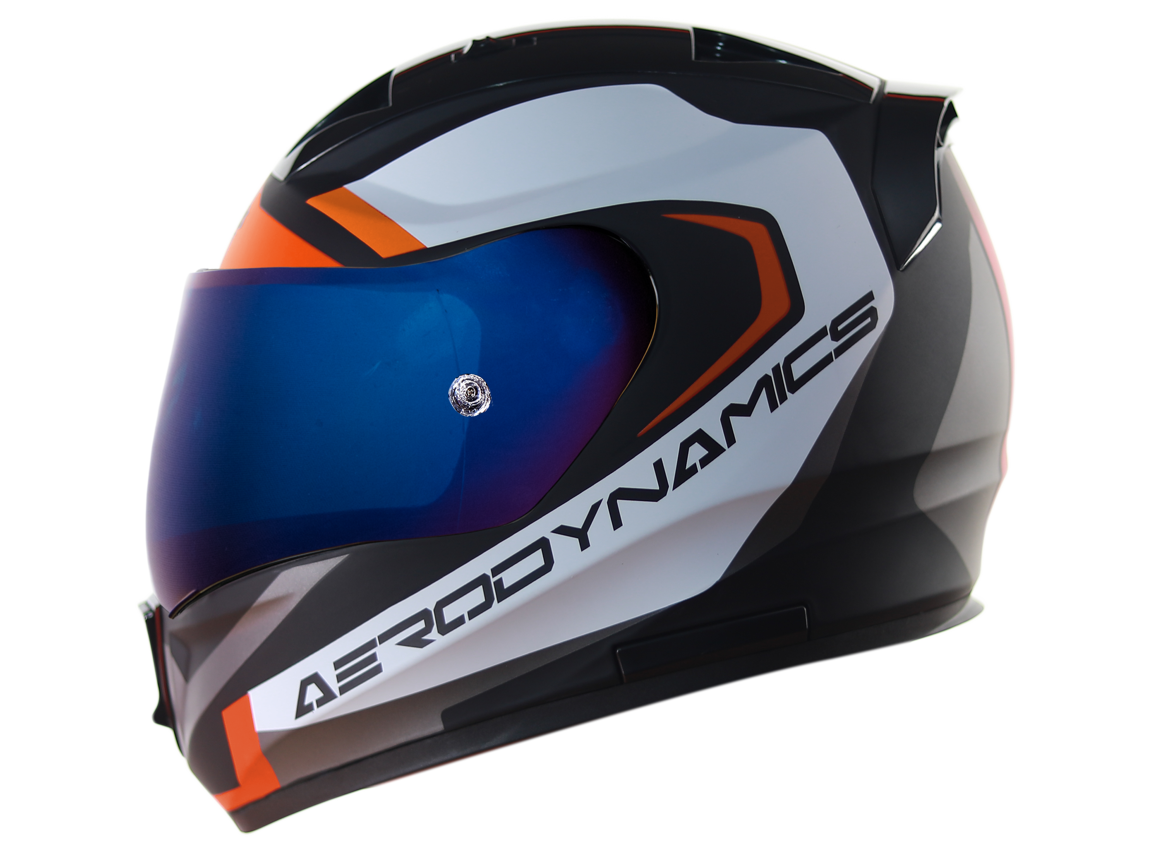 SA-1 Aerodynamics Mat Black/Orange With Anti-Fog Shield Blue Chrome Visor (Fitted With Clear Visor Extra Blue Chrome Visor Free)